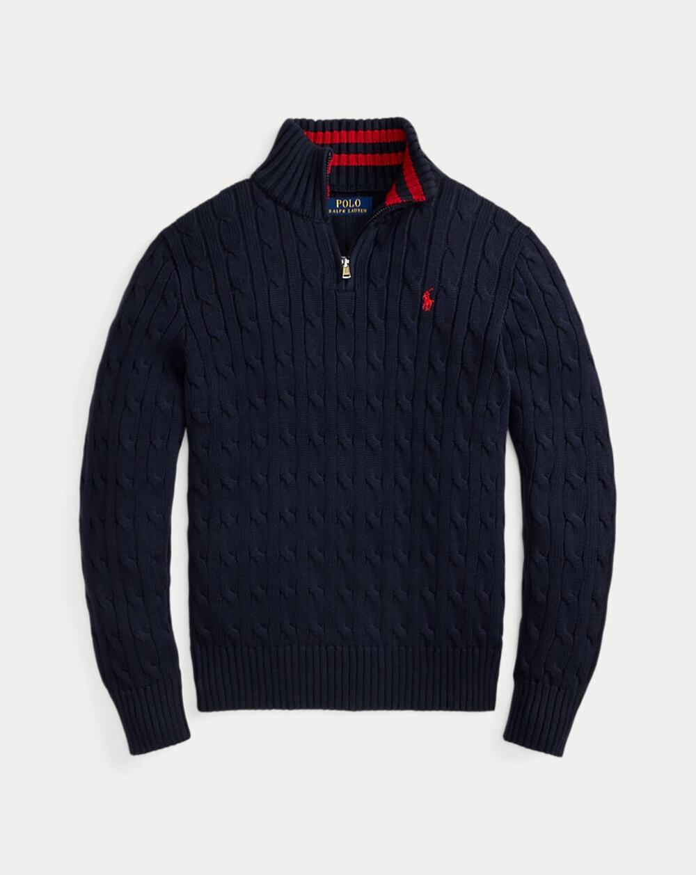 Polo Ralph Lauren cable-knit quarter-zip cotton sweater Sz S (8)